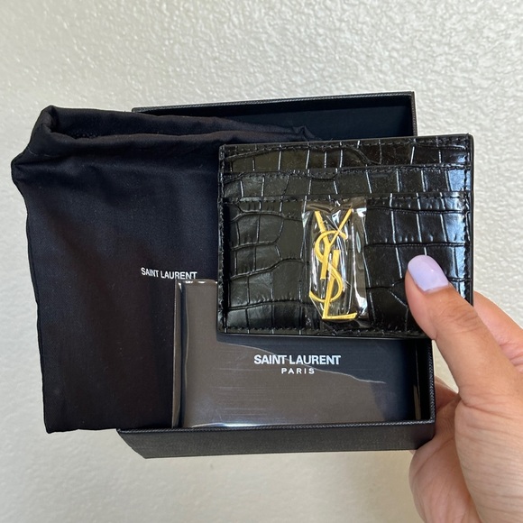 NWOT Yves Saint Laurent YSL Cassandre Card Case in Crocodile-Embossed Leather - Picture 5 of 6
